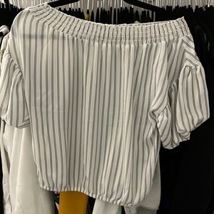 Stripes off the shoulder blouse